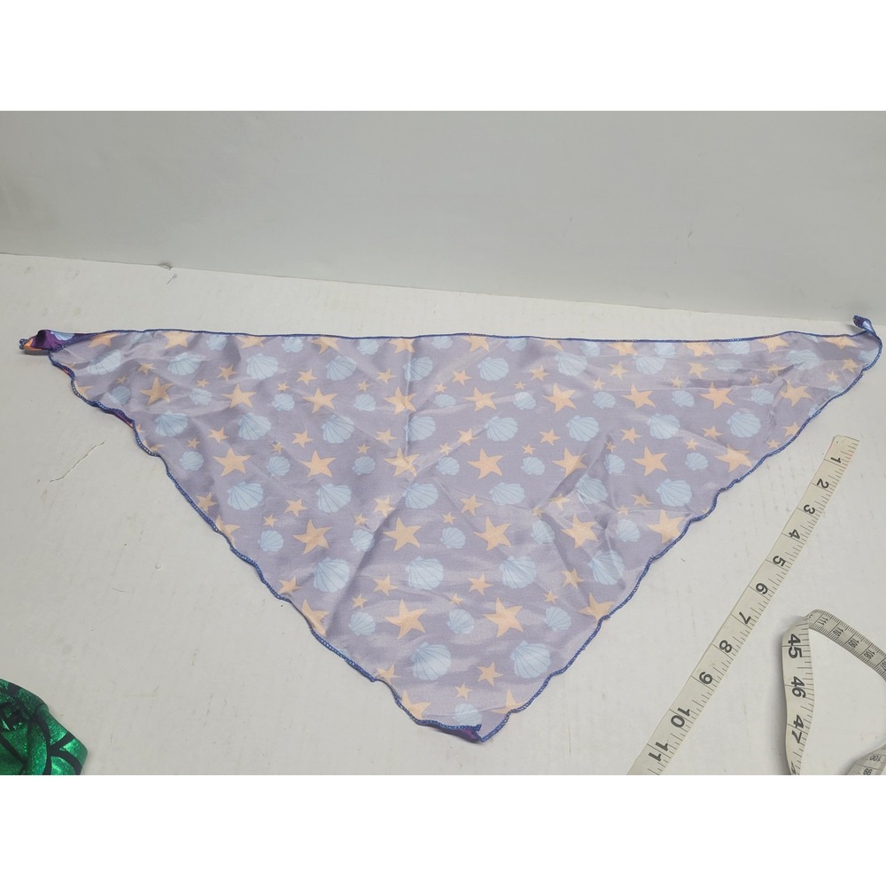 Purple Satin Nautical Seashell Starfish Triangle Bandana Scarf Mermaidcore - Picture 6 of 6